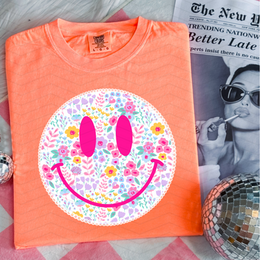 Ditsy Smiley Neon Comfort Colors Tee